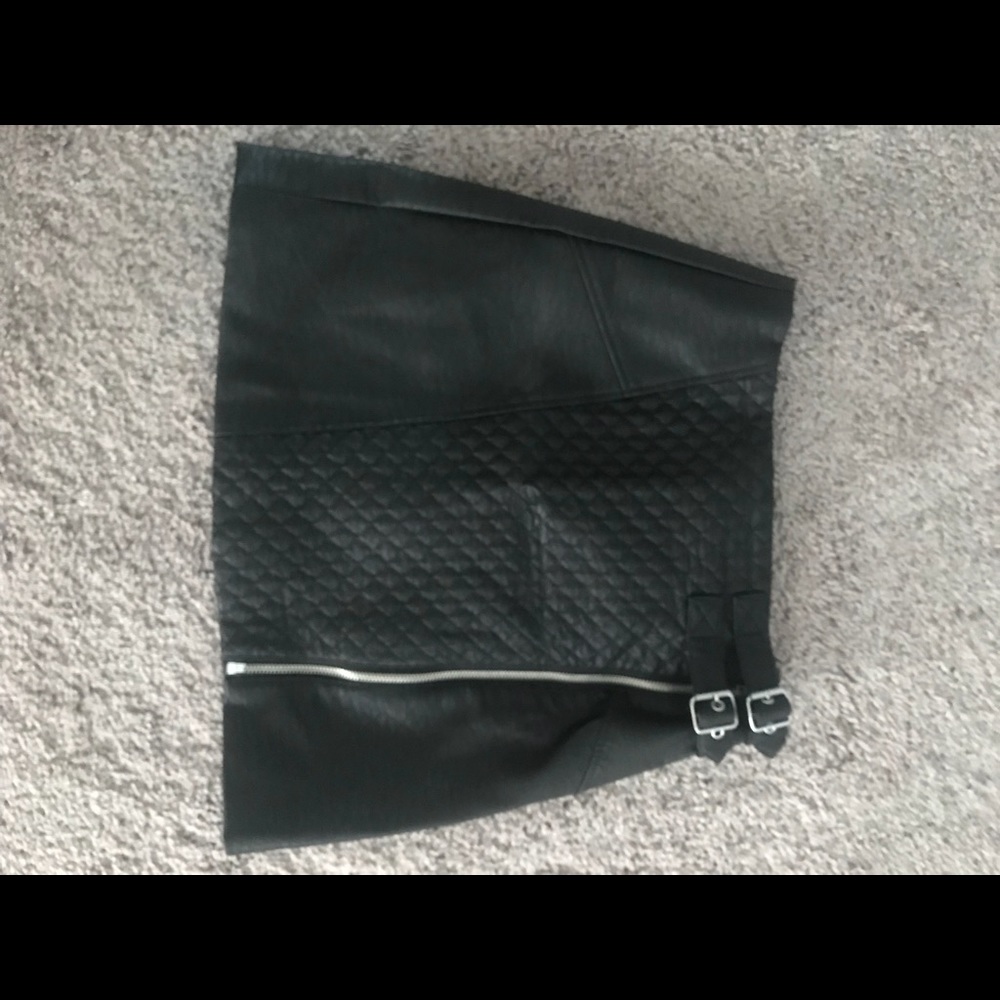 Black leather mini skirt